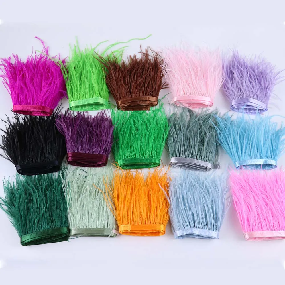 2 Meter Bunte Straußenfedern-Borten 8-10CM 10-15CM für DIY Hochzeitsschmuck Kleider Nähen Basteln Geschenke Deko-Accessoires
