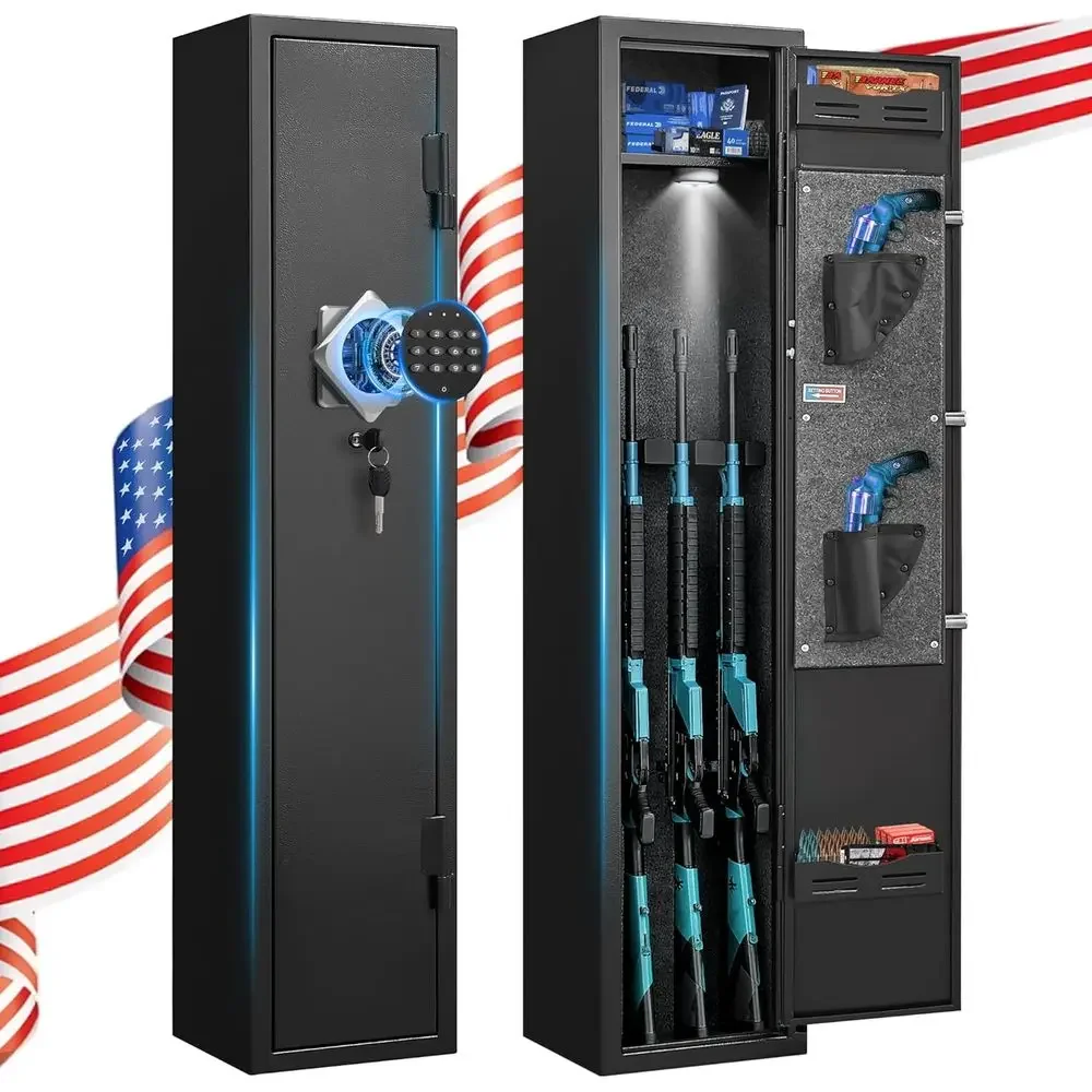 36-48 Tall Rifle Safes, Quick Access Gun Cabinets, Removable Shelf Option, Theft-Proof Security