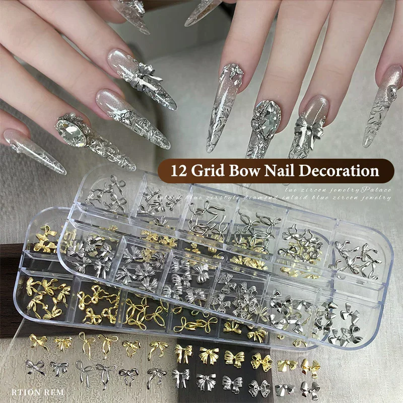 30/60 Pz 3D Lega Squisita Unghie artistiche Pendenti e Ciondoli di Lusso Kawaii Arco Nastro Gioielli Unghie Strass Decorazione Accessori FAI DA TE