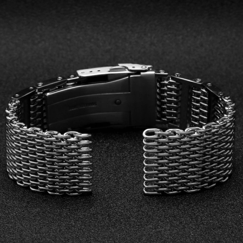 Stainless Steel Watch Band Bracelet 20 22 24mm Men Dive Shark Mesh Metal Replacement Strap for Breitling Omega Seiko Hamilton