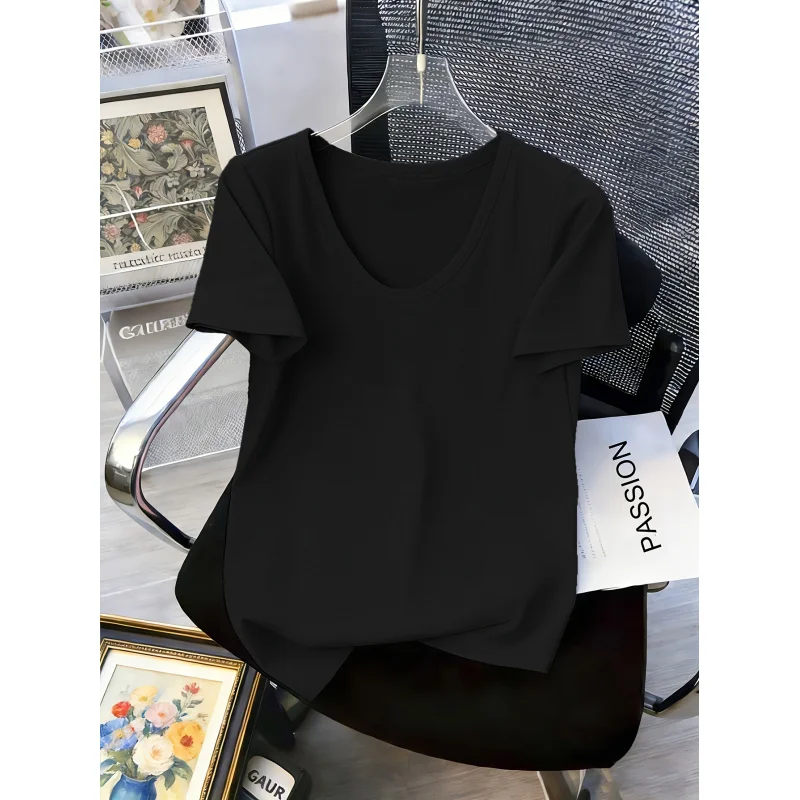

Women'S-Shirt with Round Neck, Short Sleeves, Spring And Summer Style, Casual Style, Easy Women'S Top