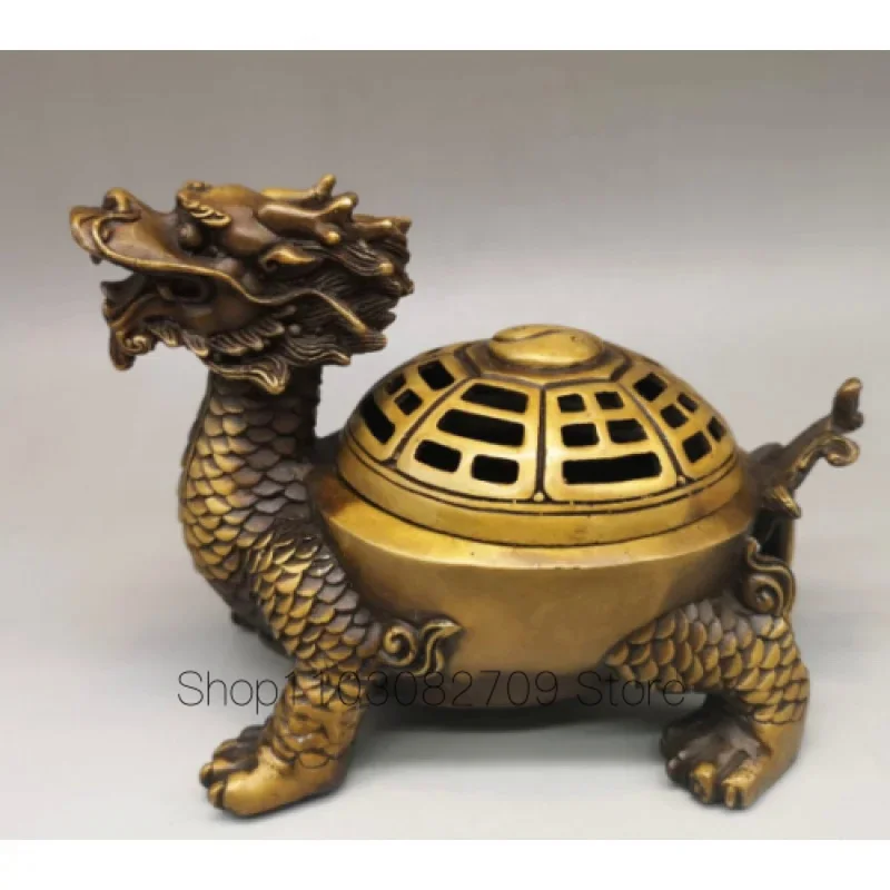 

Antique Pure Copper Dragon Turtle Gossip Incense Burner Aromatherapy Ornament