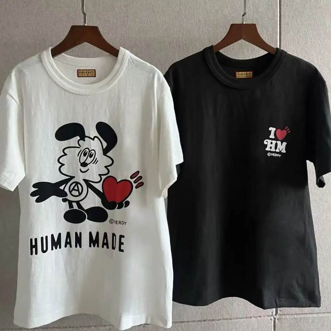 2026 Human Made Cartoon Graphic Tee Slub Cotton Seamless Unisex Casual Summer Streetwear