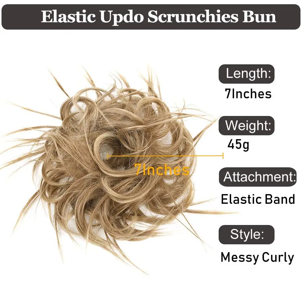 Messy Bun Hairpiece with Elastic Rubber Band