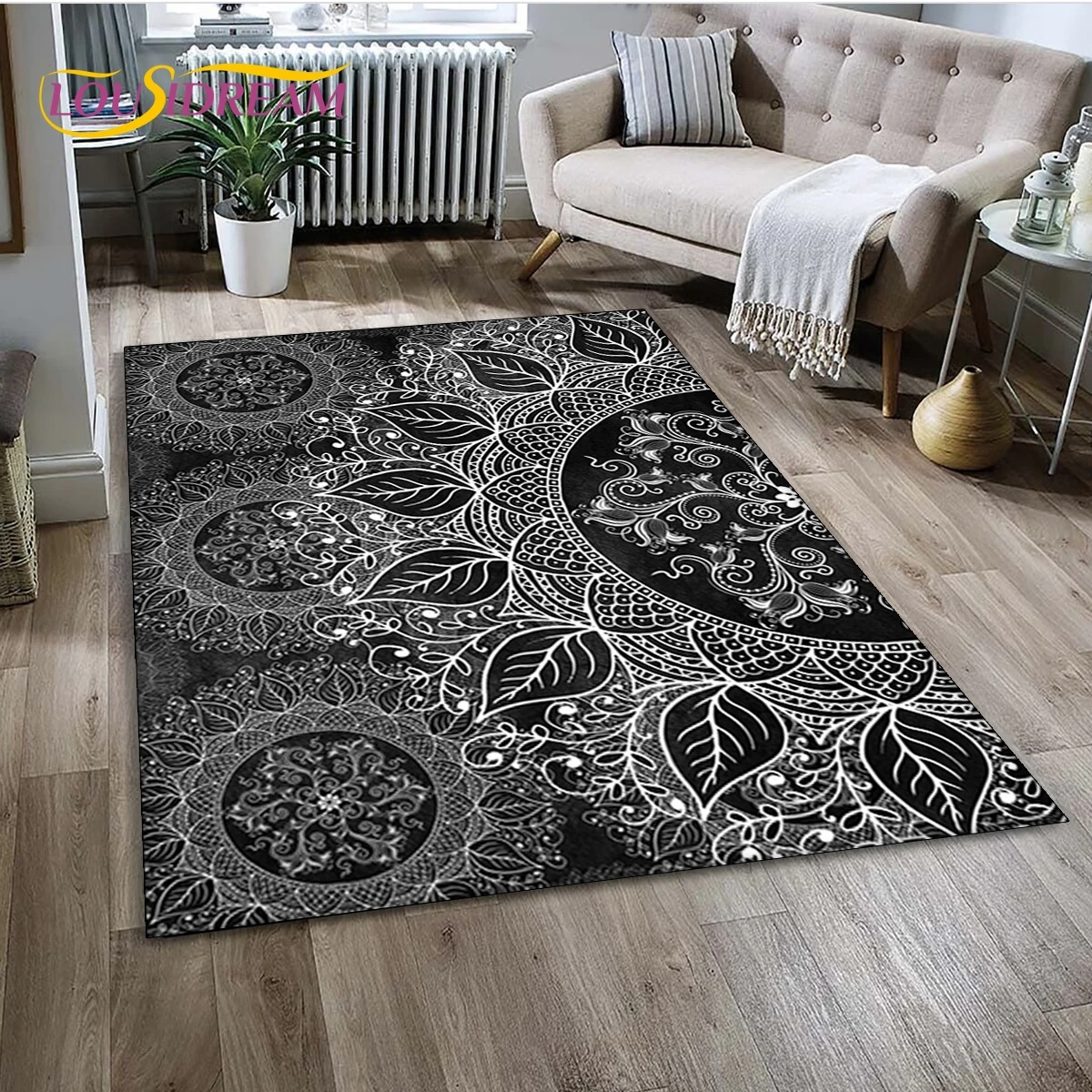 

Mandala Yoga Flower Bohemia Meditation Nature Rug Carpet for Living Room Bedroom Decor,Non-slip Decoration for Sofa Doormat Gift