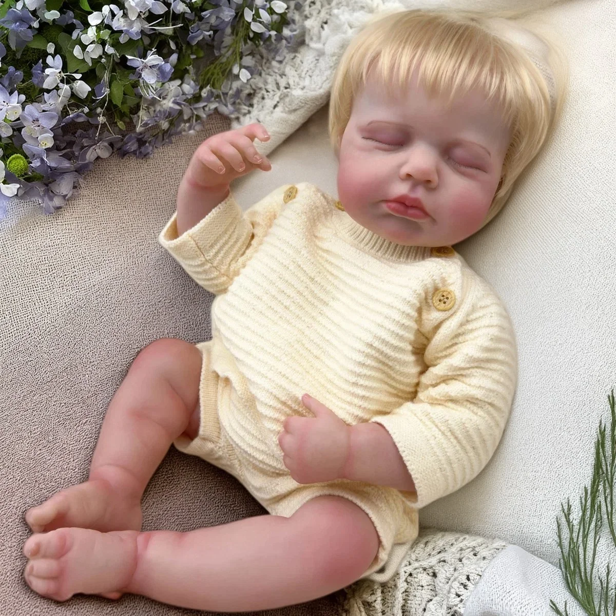 

Кукла-реборн NPK 19 дюймов, реалистичная, как живой, Лулу, с мягким на ощупь телом, для объятий, новорожденный, многослойная 3D-роспись кожи