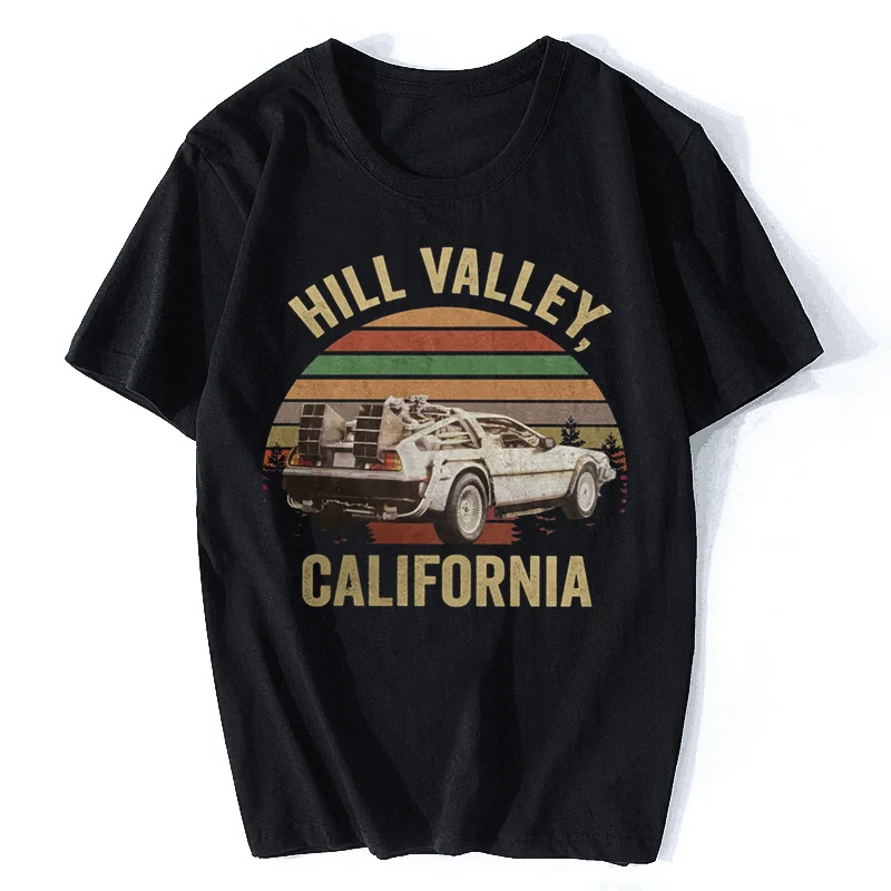 Camiseta Masculina de Volta para o Futuro, Marty Mcfly Algodão Tees, Tops Clássicos, Harajuku Streetwear, Hill Valley