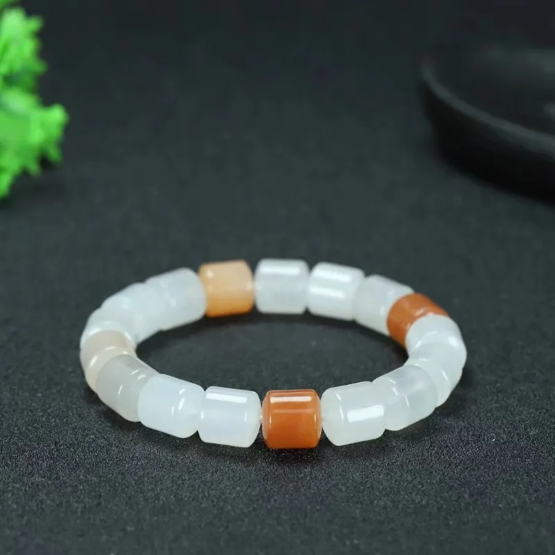 Golden Silk Jade Colorful Lotus Root Powder Bamboo Bracelet, Men's and Women's Styles Are Rising