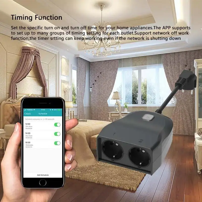 Tuya EU Wifi Smart Power Plug IP44 Waterproof Timer Outdoor Socket Plugs Smart Life APP Voice Remote Control Works With Alexa