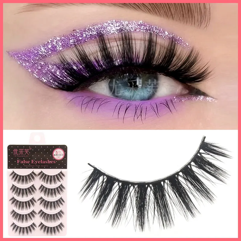 Falsche Wimpern 5 Paar kleine Teufel natürliche harte Stiel Manga Anime Cosplay Make-up verlängert lange dicke Bühne Tdance Leistung