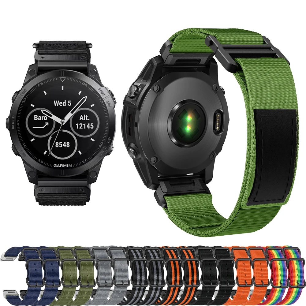 

Спортивный нейлоновый ремешок для Garmin Enduro Fenix 7X 6X Pro Fenix 5X Plus 3 3HR Instinct 2X D2 Bravo Тактический 7Pro смарт-ремешок 26 мм