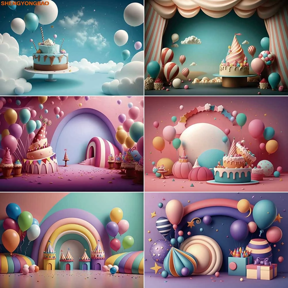 

Cream Candy Balloons Birthday Scene Photography Backdrops Children Party Photozone Backgrounds Photo Studio Photobooth