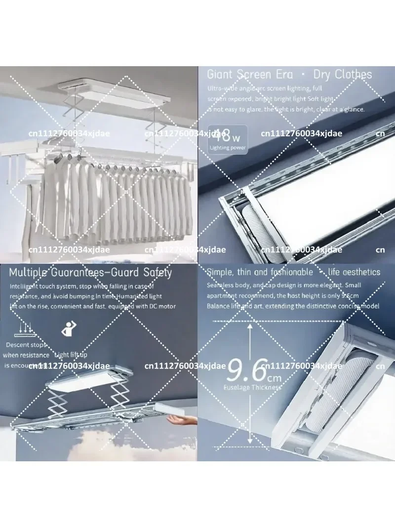 Smart Automatic Laundry Drying Rack Electric Ceiling Mounted Clothes Dryer Remote Control