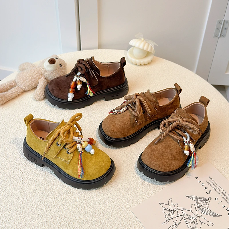 

Кожаные туфли принцессы для девочек, новинка 2023 года, осенняя обувь Мэри Джейн на плоской подошве для малышей, дышащая простая школьная обувь в стиле ретро на мягкой подошве