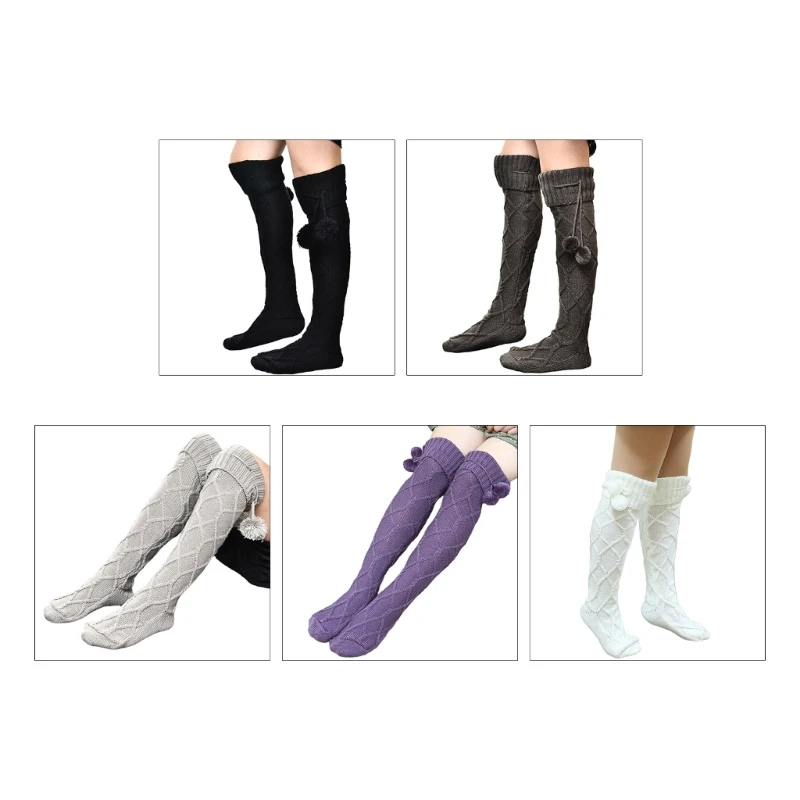 Women Over Knee Long Boot Socks Cable Knitted Thigh High Leg Warmers