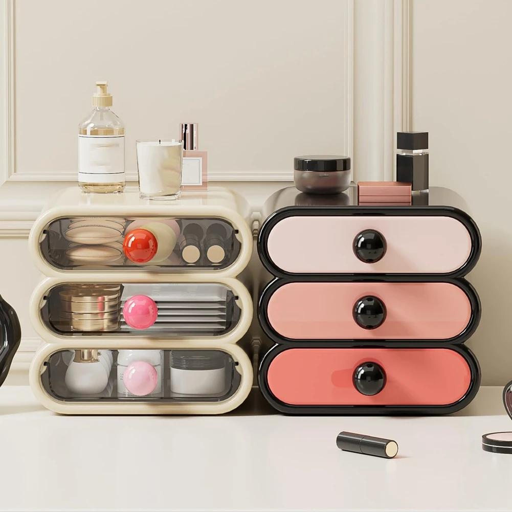 

A76X-Three-Layer Drawer Storage Box Compact Dressing Table Drawer-Style Cosmetic Storage Box Can Store Cosmetics Shelf