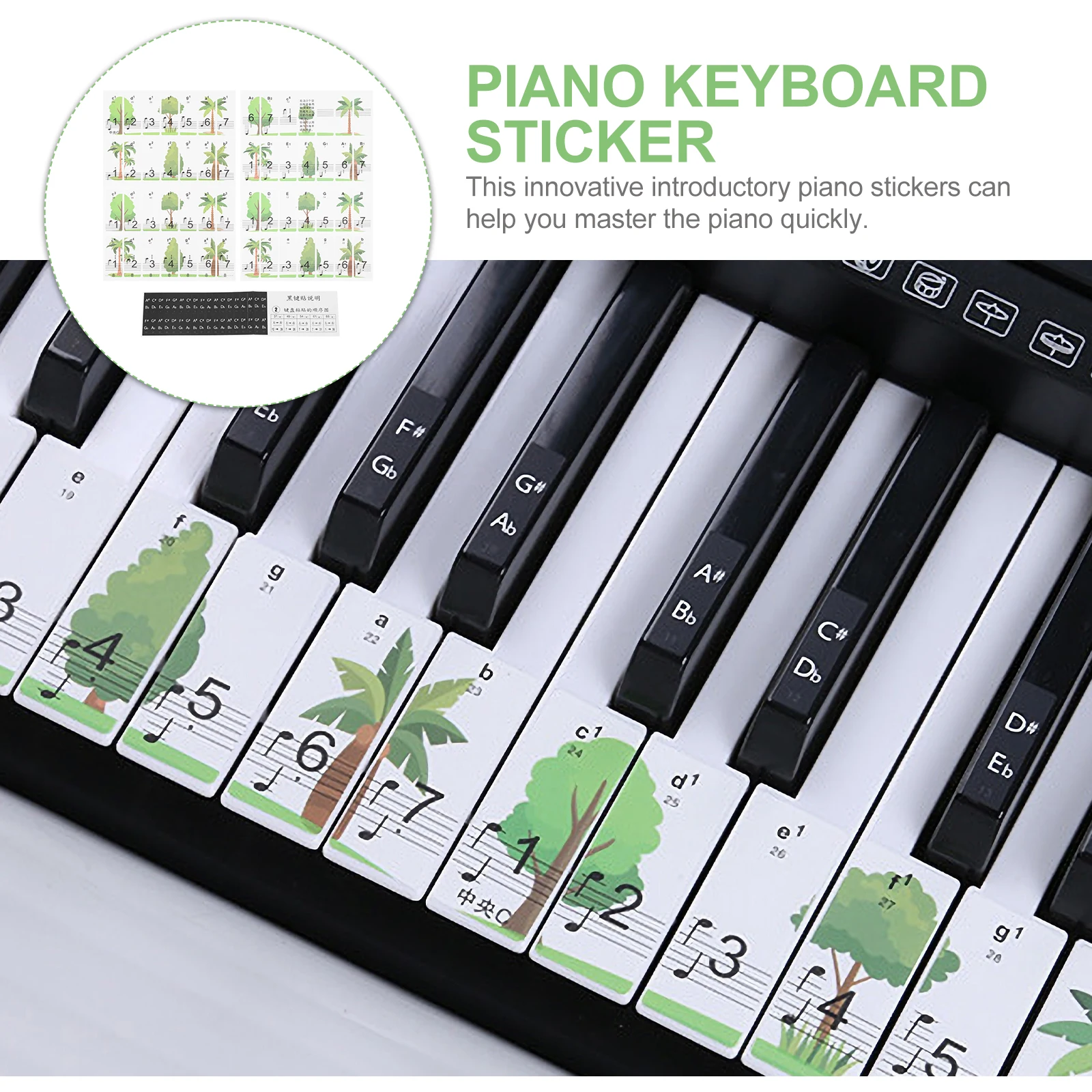 

Piano Keys Sticker Musical Keyboard Beginners Kid Notes Stickers Labels Teaching Paper Electronic Child Kids