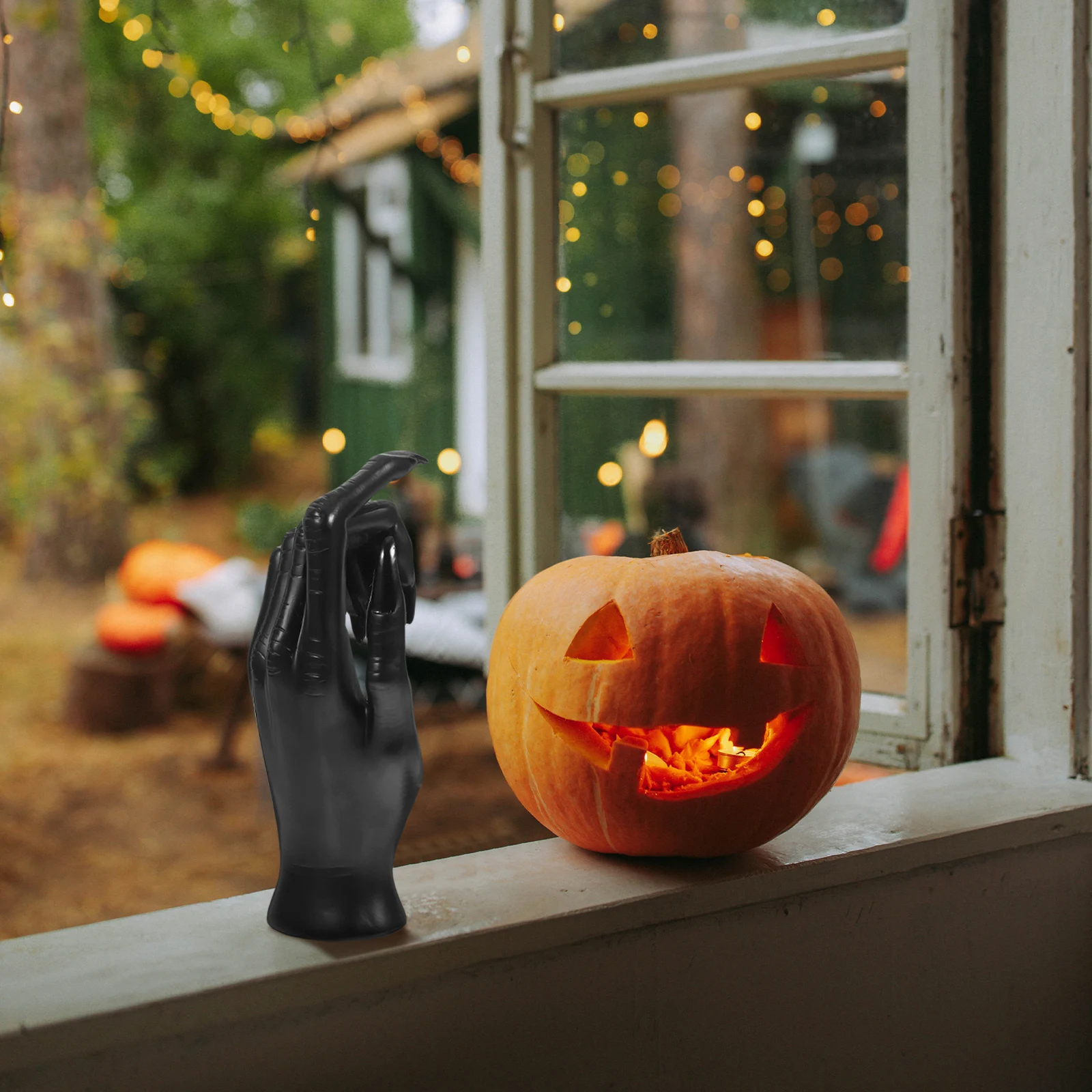 

1pc Halloween Witch Witch Hand Shelf Shelf Black Resin Wall Mount Rack for Decor Reusable Home Hanging Display