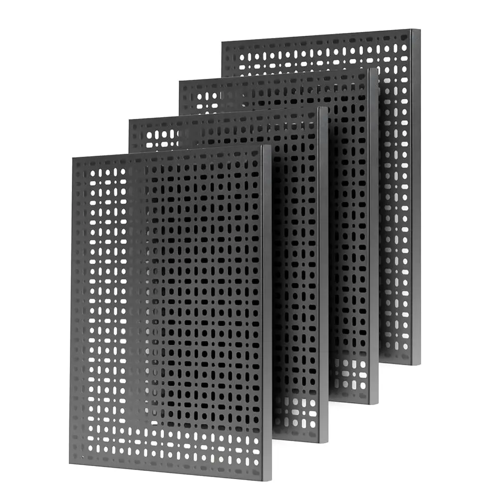 

Набор из 4 прочных металлических перфорированных панелей (12x16 дюймов), черные настенные органайзеры – система хранения инструментов для экономии пространства в гараже