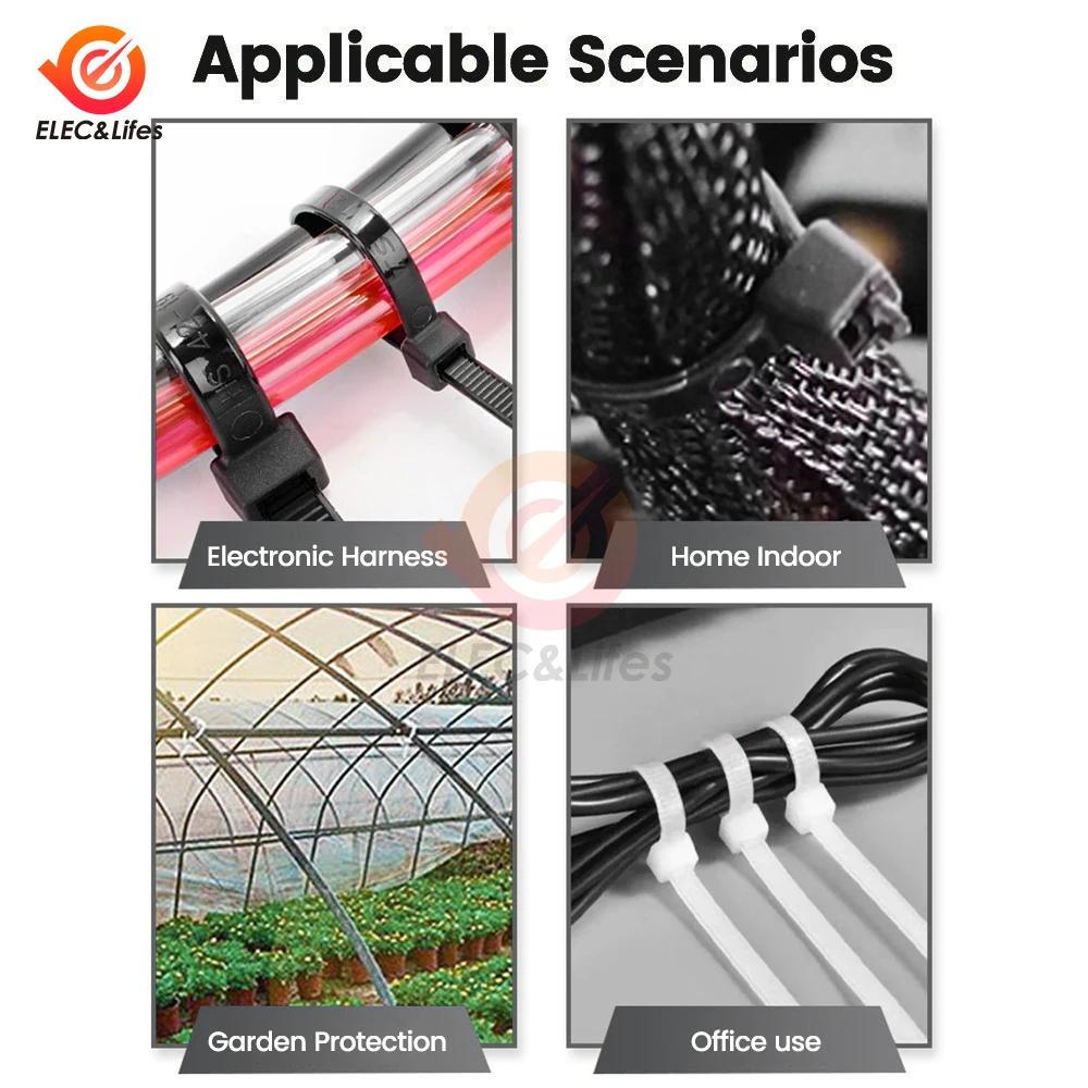 100PCS Screw Hole Cable Ties Fixed Cable Tie Nylon Cable Zip Ties With Screw Hole Mount Self Locking Loop Wrap Bundle Tie Straps