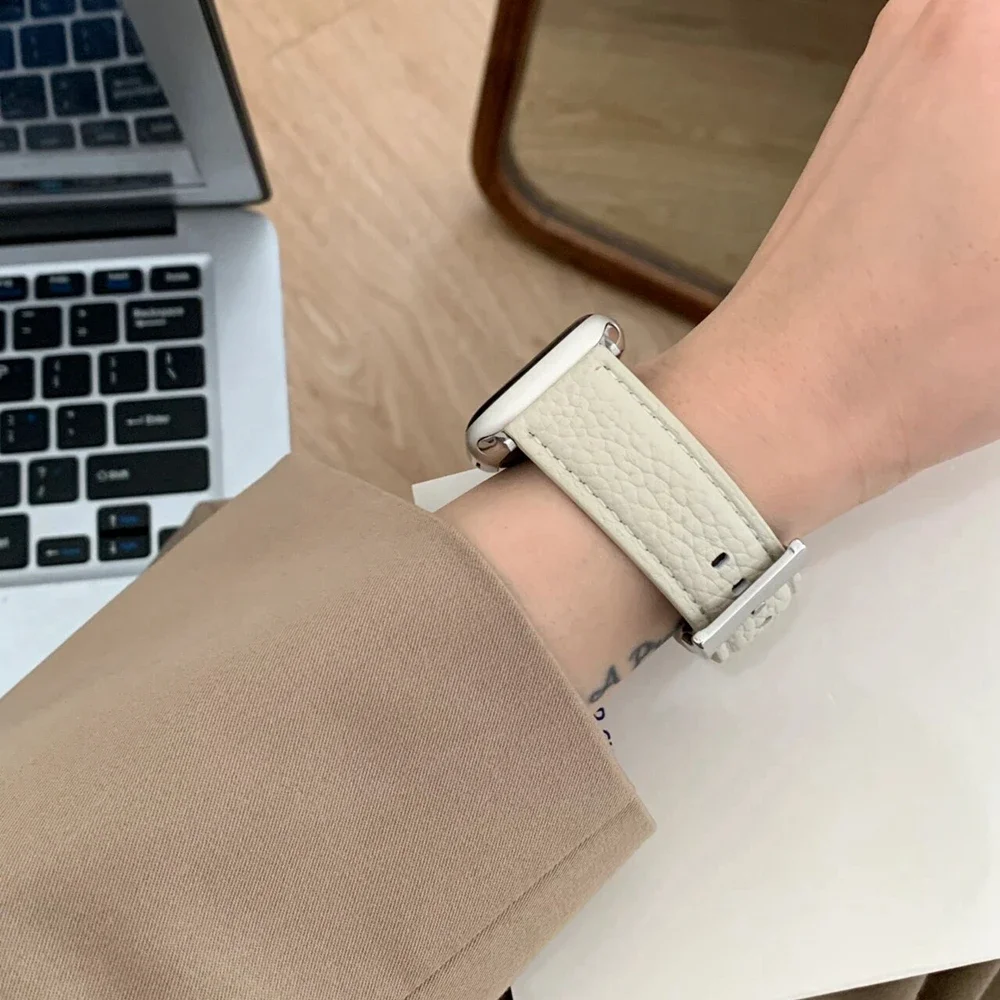 حزام جلدي مريح ممتاز لساعة أبل 10/9/8/7/6/5 38 مم 40 مم 41 مم 42 مم 44 مم 45 مم 46 مم 49 مم