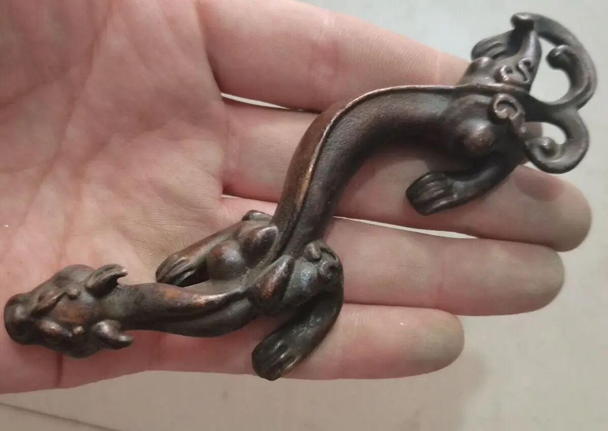 Chinese bronze dragon figure statue collectable netsuke gift tea pet gift