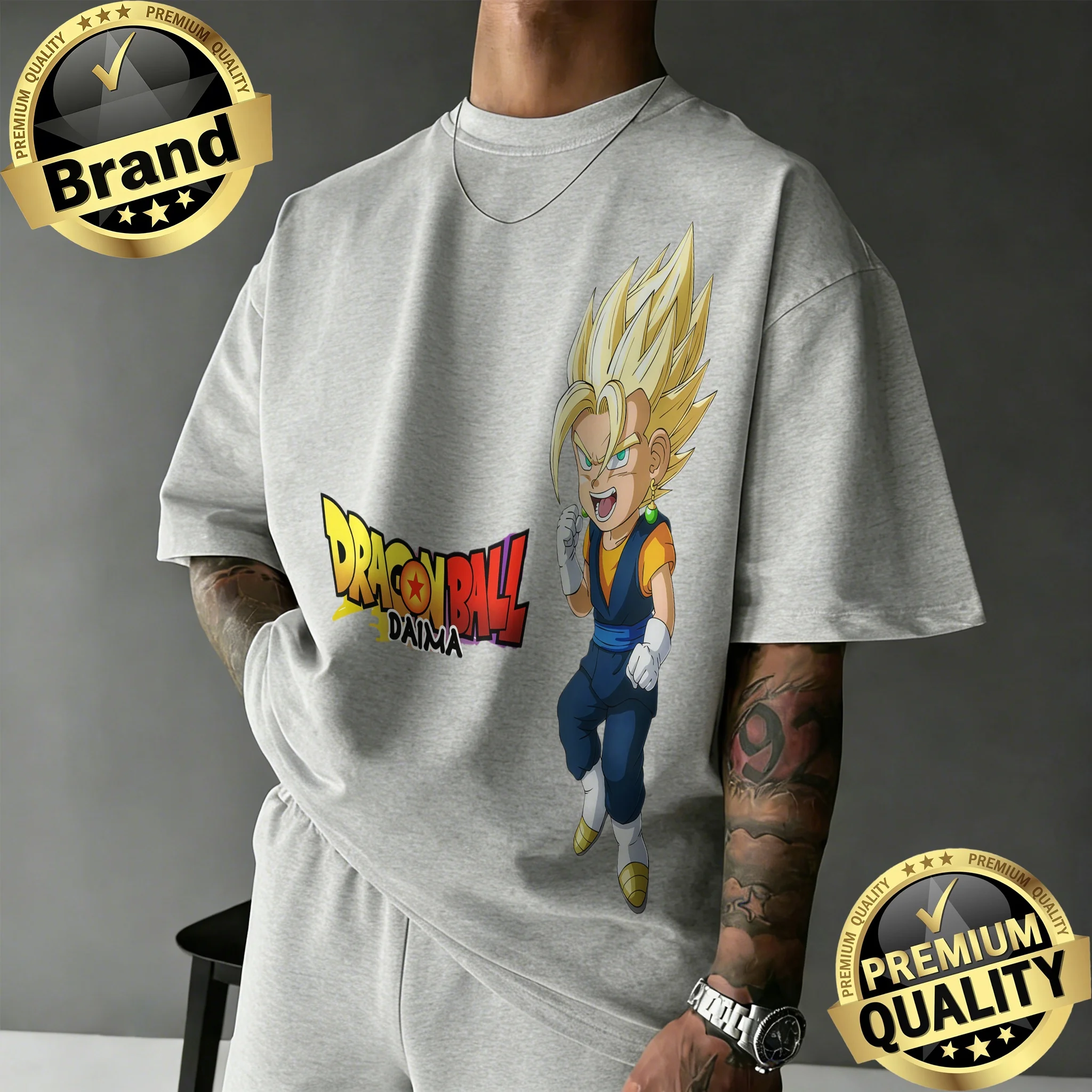2026 Neuerscheinung Dragon Ball Übergroßes Retro-Anime-T-Shirt |   Chibi Vegito Retro-Grafikdruck, 100 % Baumwolle, lässiges T-Shirt für die Familie