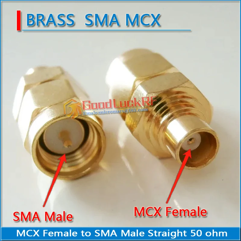 1X Pcs SMA Male to MCX Female Plug MCX to SMA GOLD Plated Straight Coaxial Coax RF ConnectorAdapters