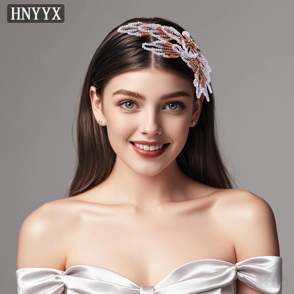 

YouLaPan Fashionable Bridal Weddings Headwear Handmade Beaded Weaving Flower Elegant Women's Banquet Christmas Headband YXA35