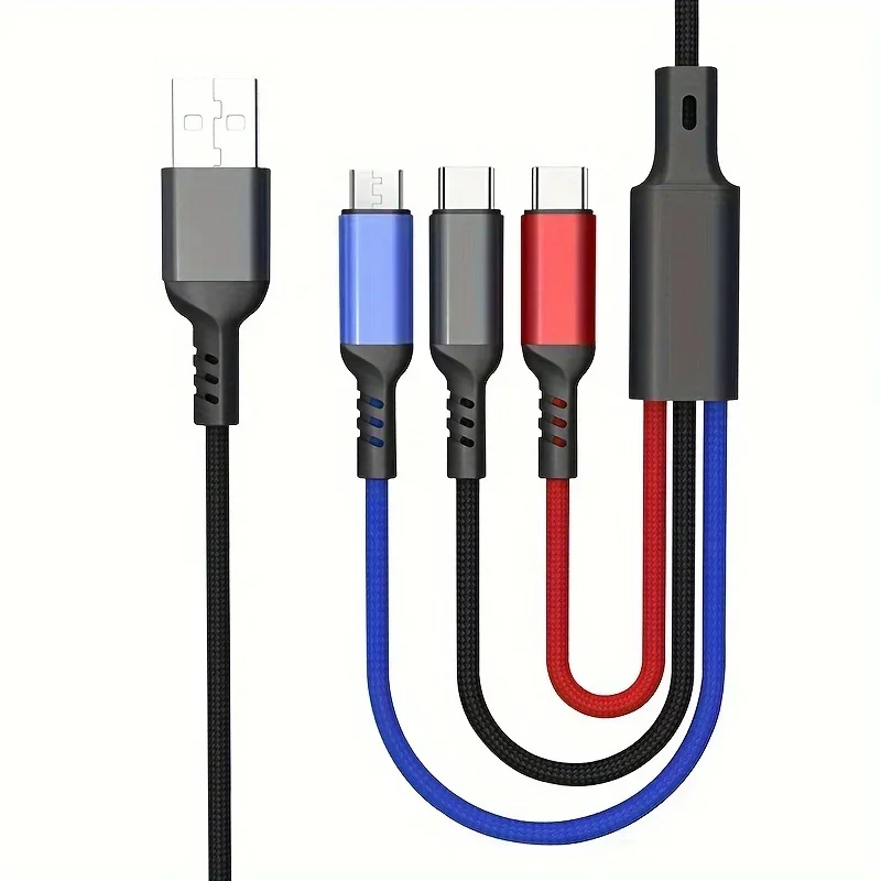USB Cable For iPhone 3 In 1 USB A To Micro USB/Type C/8 Pin Charger Kable 3A Fast Charging Cabl For Huawei Samsung Xiaomi