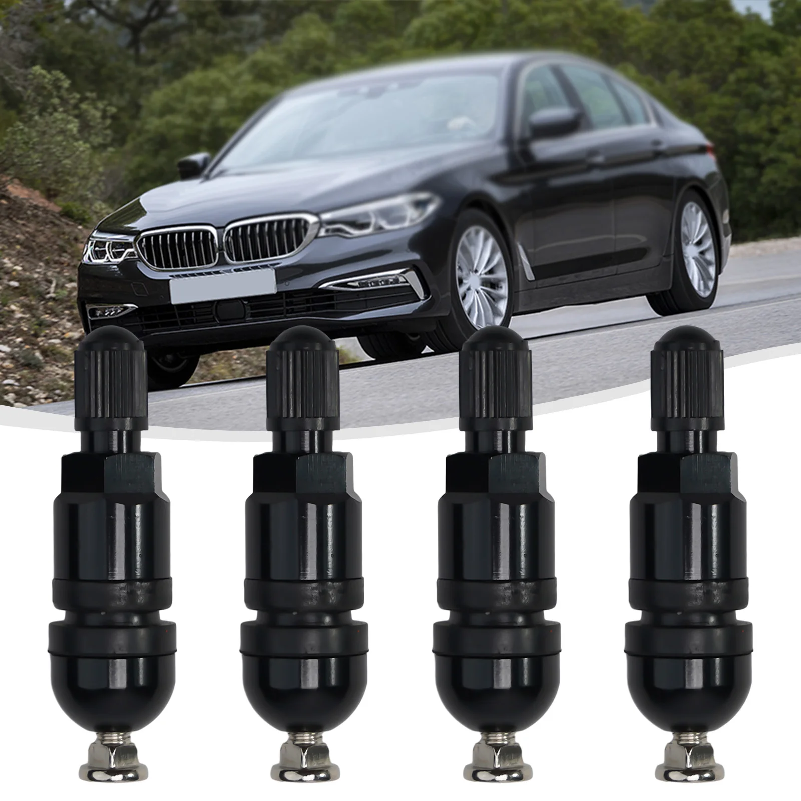 4 قطعة معدن أسود TPMS استشعار ضغط الإطارات صمام الجذعية طقم تصليح مناسبة لسيارات BMW 5 سلسلة قطع غيار السيارات عالية الجودة وملحقاتها