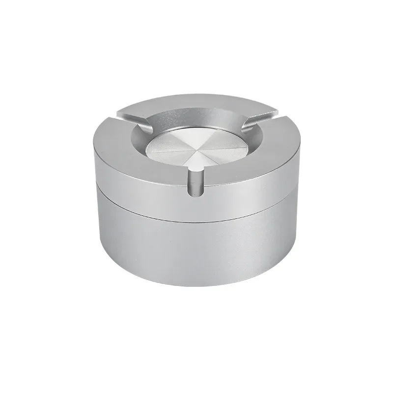 Home Office Desktop Aluminum Alloy Open and Close Ashtray with High Appearance and Anti Drop Silver Car Ashtray