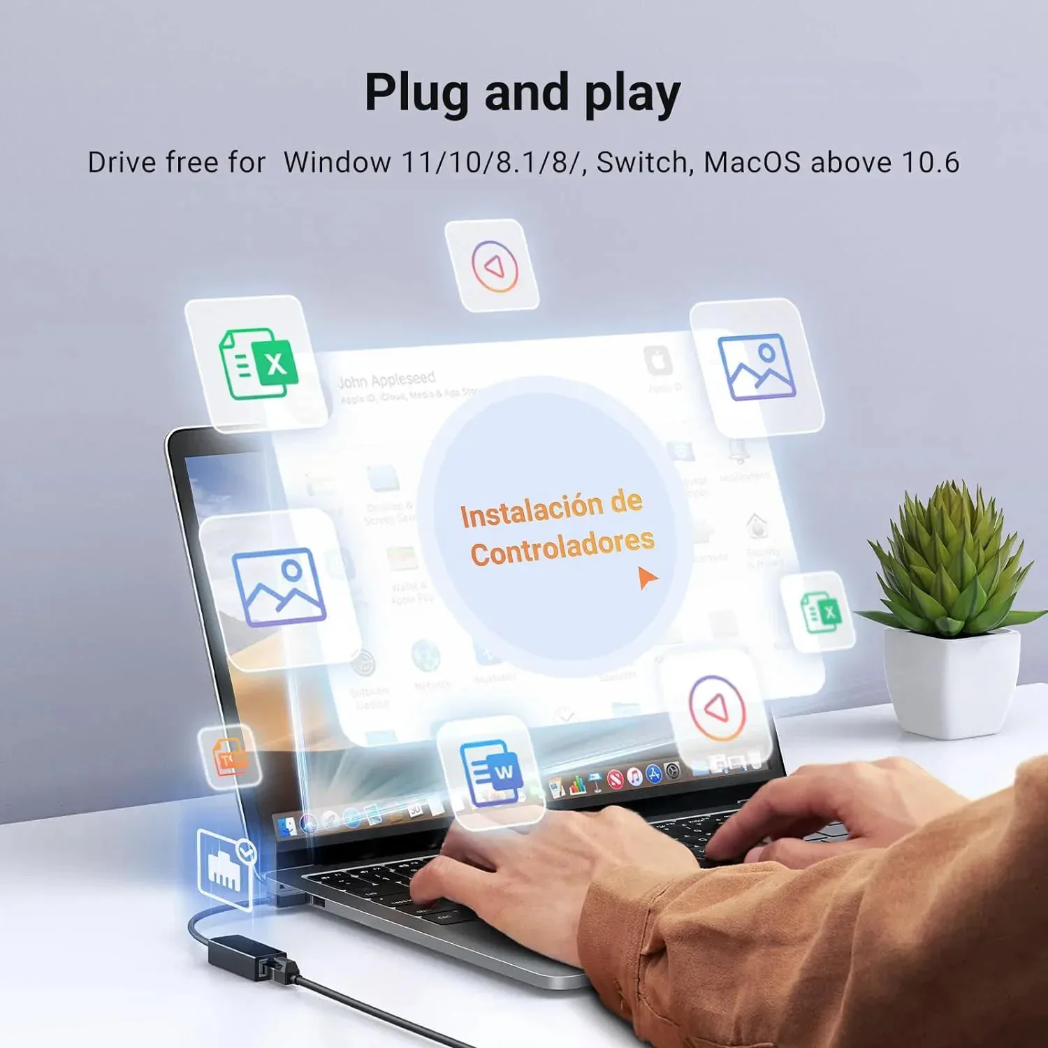 USB Type C Ethernet Adapter Network Card USB Type-C To RJ45 100/1000Mbps USB3.0 Lan Internet Cable For MacBook PC Window Android