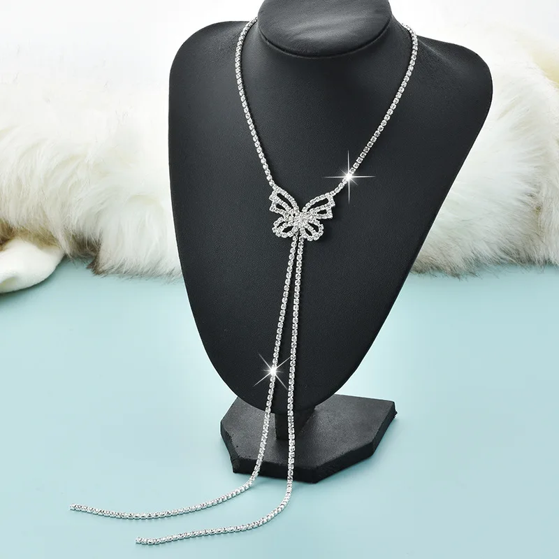 

Collarbone butterfly long chain necklace, fashionable and versatile, elegant sweater chain