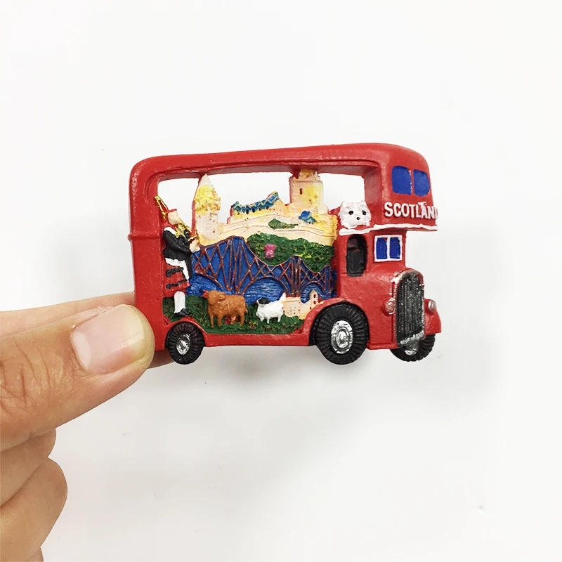 

‌Scottish Red Double-Decker Bus Resin Fridge Magnet - Travel Souvenir - Creative Decoration