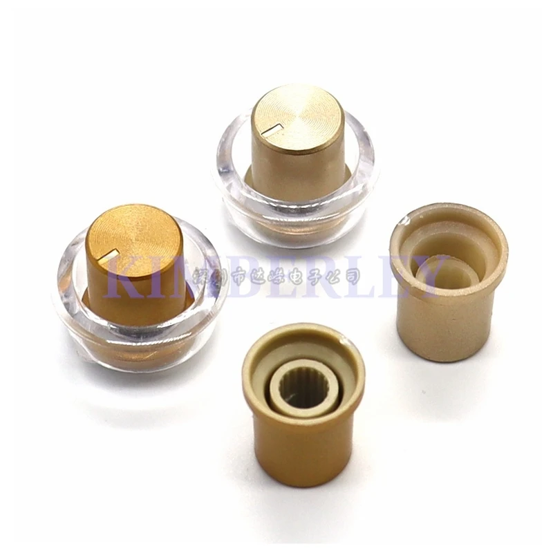 5PCS Plastic Potentiometer Knob Cap Power Amplifier Volume Knob Cap With Transparent Lamp Cup two-piece Set Of Plum Shaft