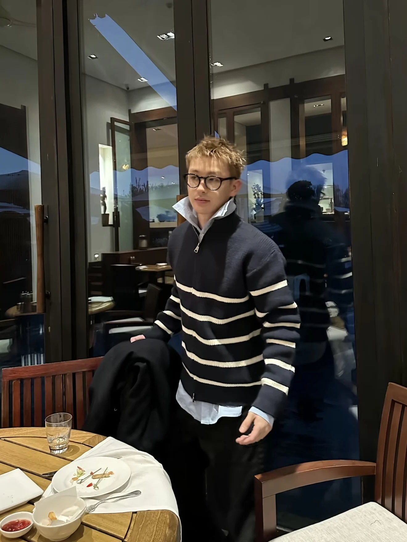 

Briti College Sle Striped Collar f Zip Knitted Sweater ex Autumn Winter Lazy Casual Loose Sweater Polyester Fiber