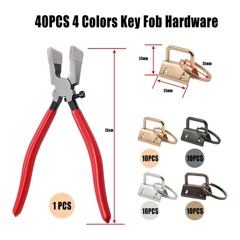 40-Piece Key Fob Hardware Set with Pliers for Wristlets, Lanyards, and Key Chains K-082-40-A68X