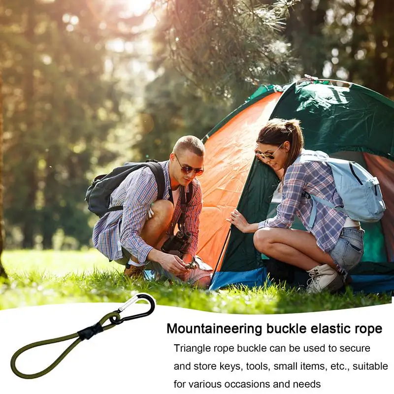 Outdoor Climbing Buckle Elastic Rope Tent Hook Multi-Functional Camping Tent Rope Portable High-Strength Tensile Rope Carabiner