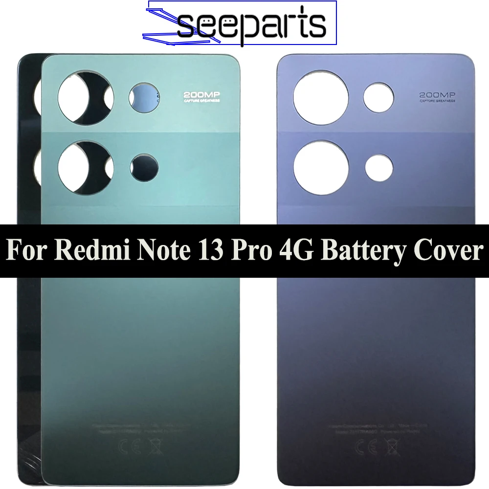 Back Cover For Xiaomi Redmi Note 13 Pro 4G Battery Cover Back Panel Rear Housing 23117RA68G 2312FPCA6G