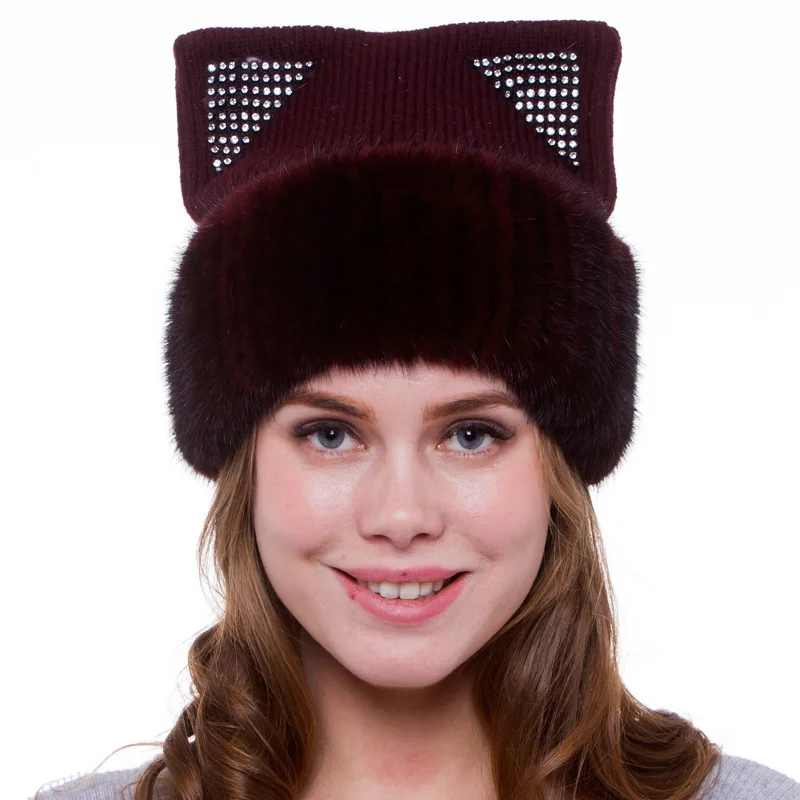 

Mink Fur Grass Knitted Hats Wholesale for Children New European and American Styles