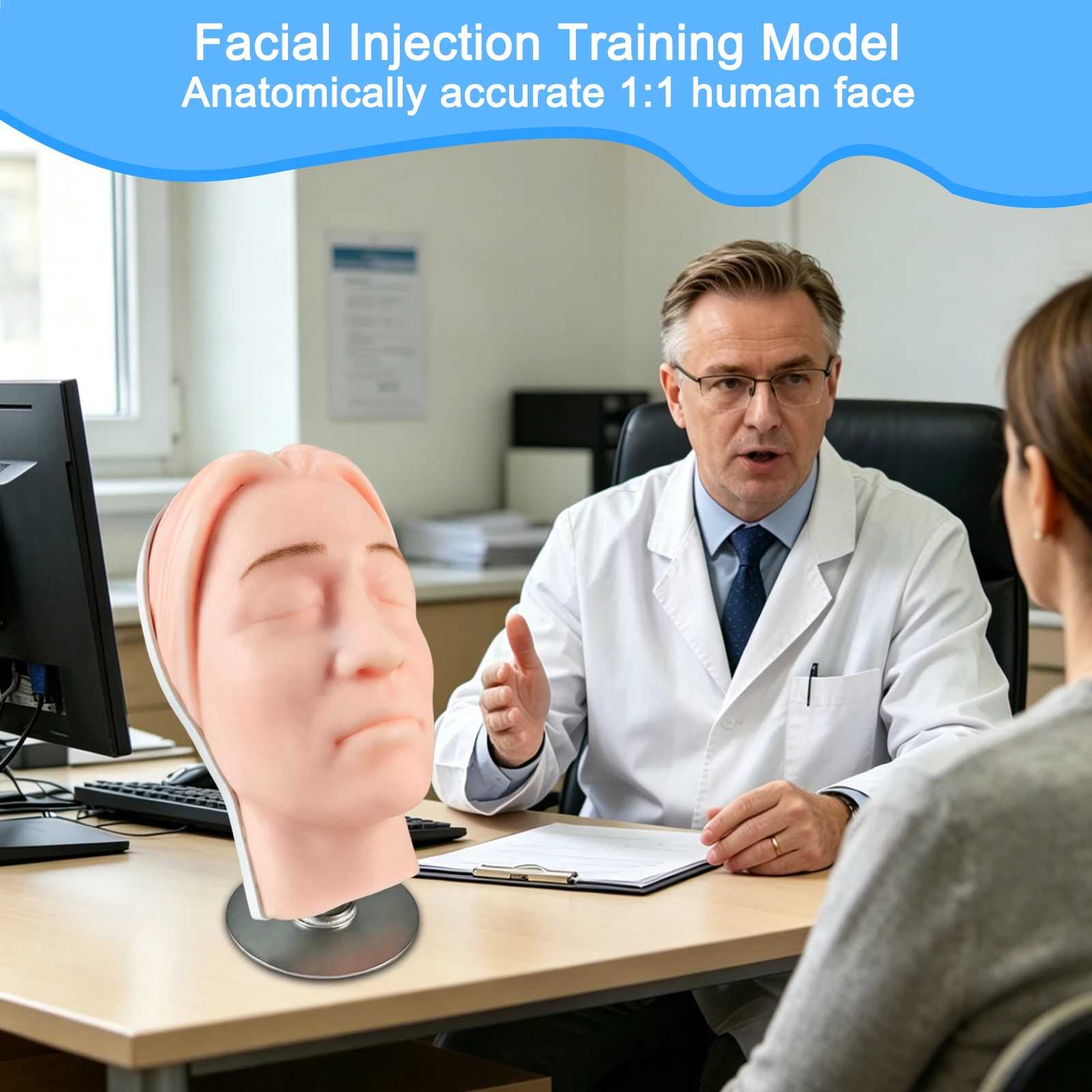 Facial Injection Training Model, Used for Training in Medical Cosmetic Micro-Surgery Operations, Training in Aesthetic Plastic m