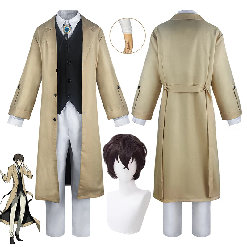 Anime Bungo streunende Hunde Dazai Osamu Cosplay Kostüm Uniformen Rollenspiel Halloween Weihnachten Karneval Dressing für den Menschen