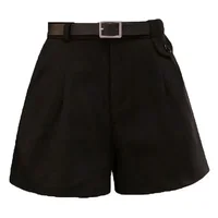 2024 New Women's Woolen Shorts A-line Loose High-Waisted Casual Thick Boots Pants for Autumn Winter Comfortable Bootcut Black - Image 5