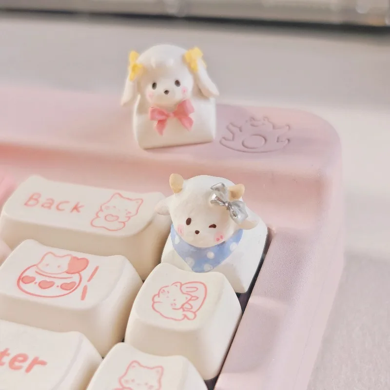 

White Sheep Keycaps Original Kawaii Clay Keycap Custom DIY Handmade Artisan Key Caps for Mechanical Keyboard Accessories Gifts