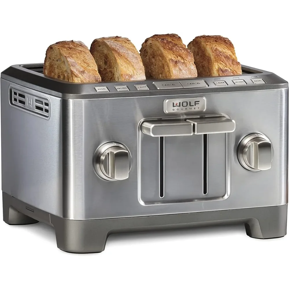 Wolf Gourmet 4-Slice Extra-Wide Slot Toaster with Shade Selector, Bagel and Defrost Settings