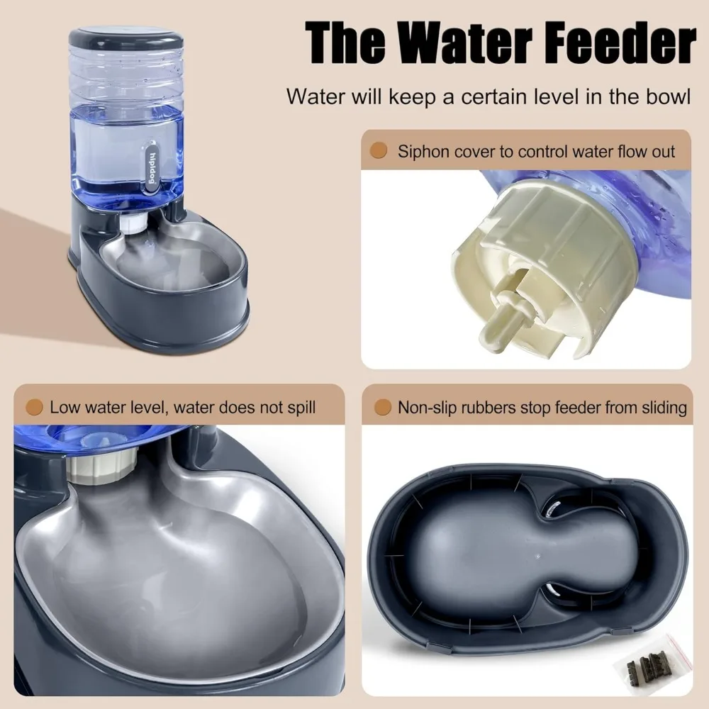 Automatic Pet Feeder and Waterer Set with Stainless Steel Bowls, 3.8L Capacity for Dogs and Cats