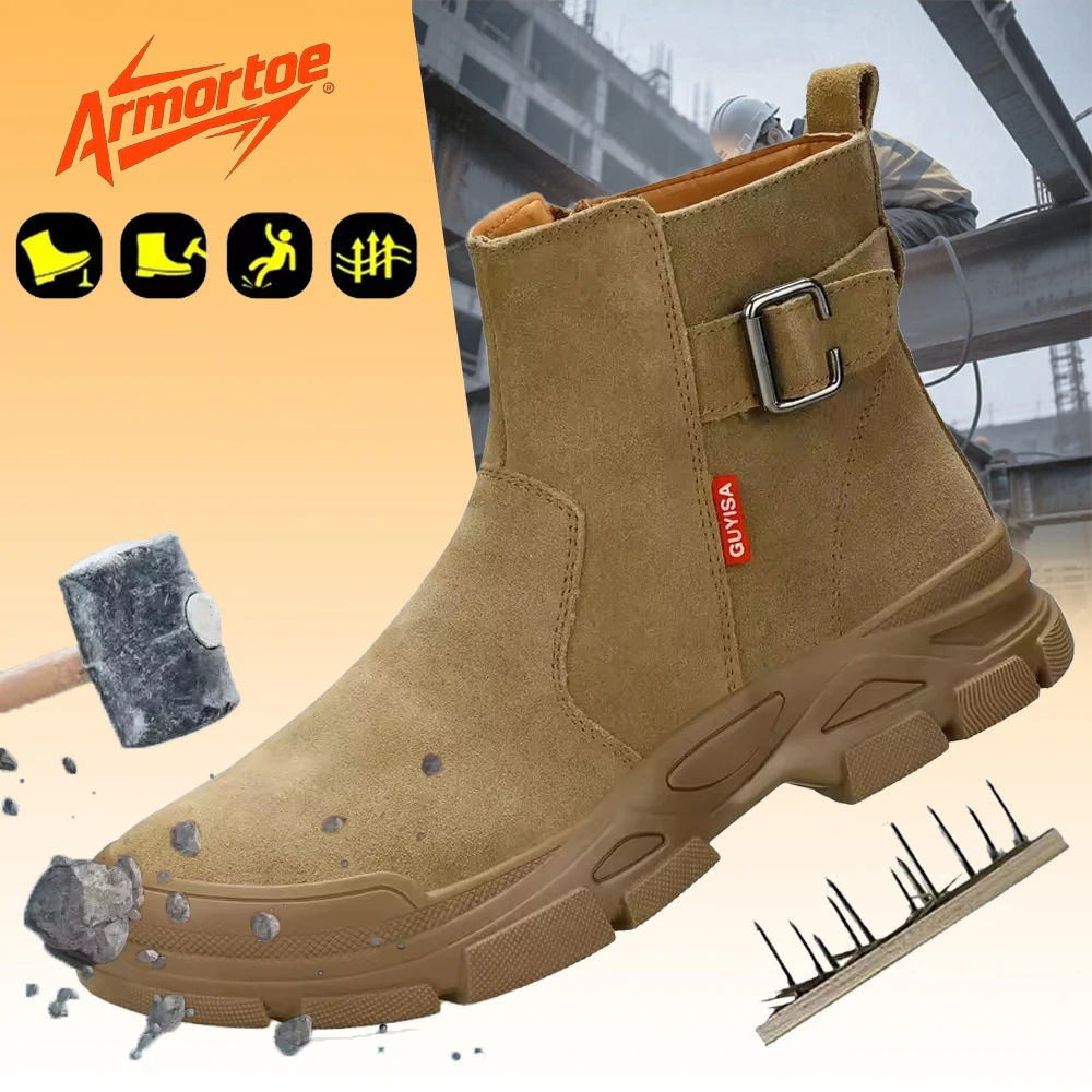 

ArmorToe Steel Toe Safety Shoes Refractory Flower Wear-resistant Welding Shoes Breathable Anti-slip Anti-smash #Armor2609
