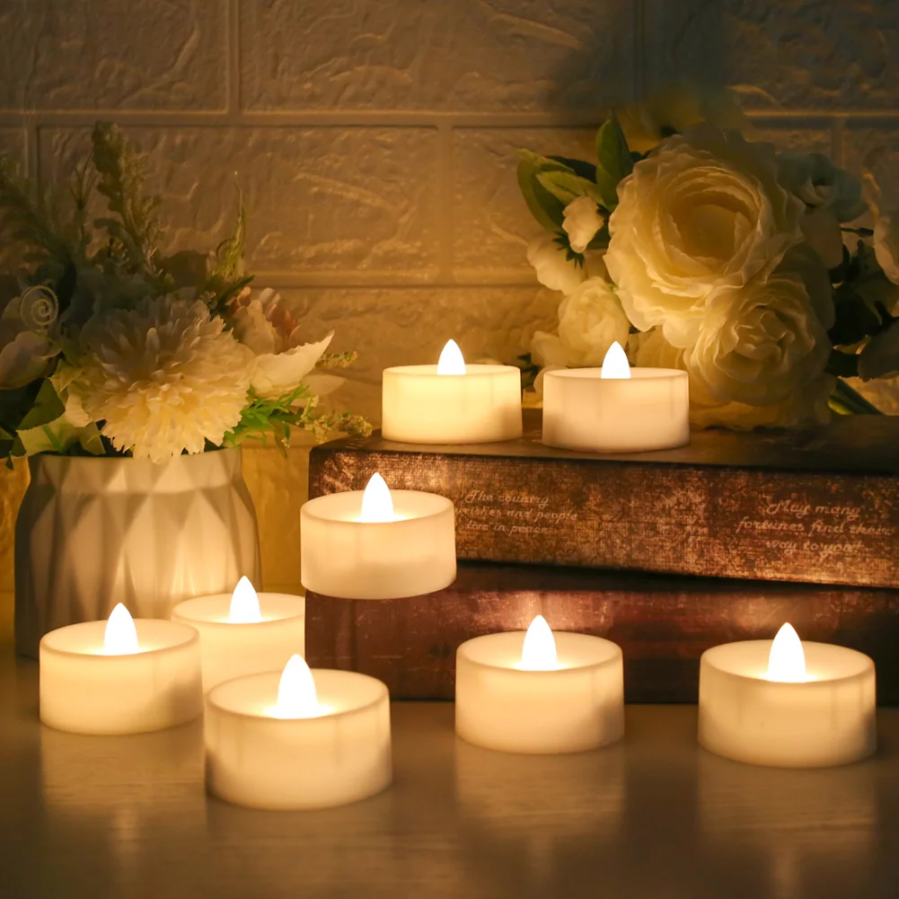 6Pcs Smokeless Candles with Remote Control Flickering Flameless LED Candles Electronic Candles Tea Lights for Christmas Wedding