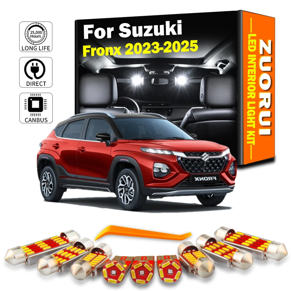 

10 шт. автомобильные аксессуары Canbus для Suzuki Fronx 2023 2024 2025 светодиодный внутренний светильник с картой купола, потолочный светильник багажника, лампа номерного знака